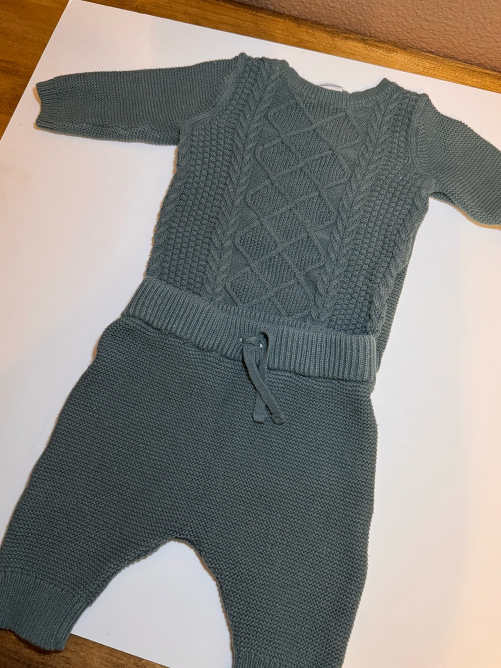 Carter's Slate Green Cable Knit Crewneck Sweater